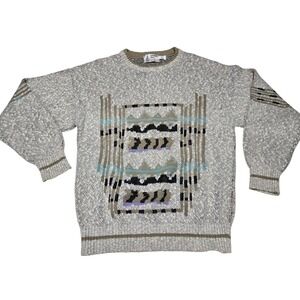 Vintage London Fog Southwestern Knit Crewneck Sweater Mens Large Made USA‎ 90s